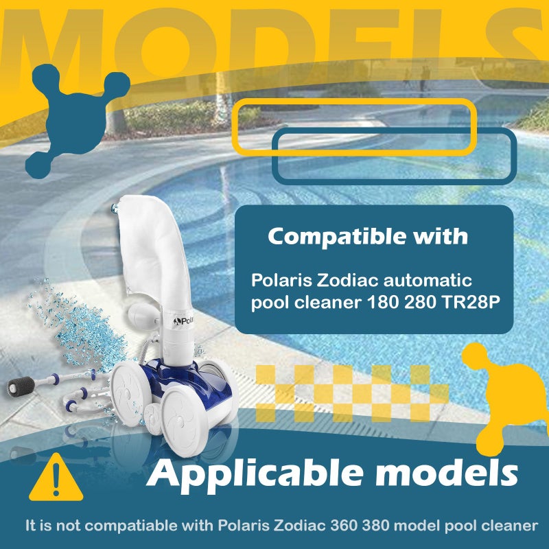 Kefly Pool Cleaner Rebuild Repair Replacement Kit for Polaris Zodiac Pool Cleaner 280 with Wheel, Tire, Drive Shaft, Turbine Bearing, All Purpoe Bag, Sweep Hose, Wheel Bearing, Tailsweep Pro - Image 3